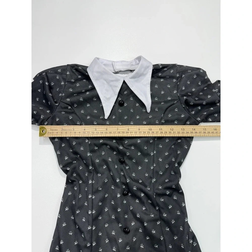 Child Wednesday Addams Black Collared Dress‎ Girls Halloween Costume No Tag READ